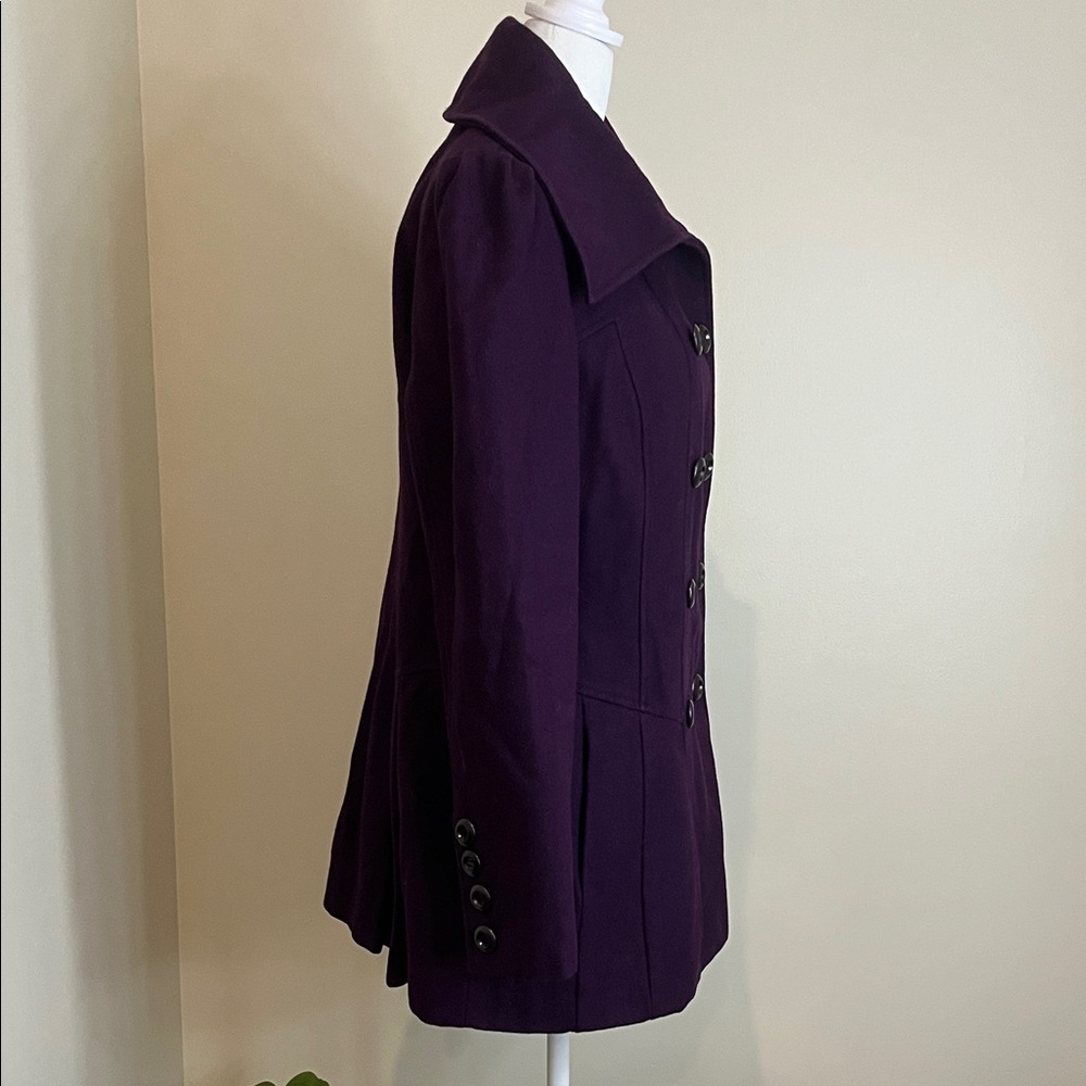 Guess Women's Dark Purple Pea Coat Size L - Picture 3 of 8